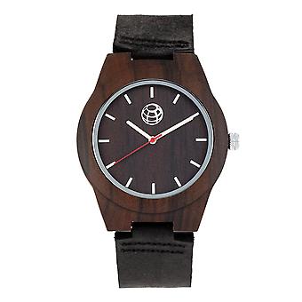 Maan puun Aztec nahka bändi Watch - tummanruskea