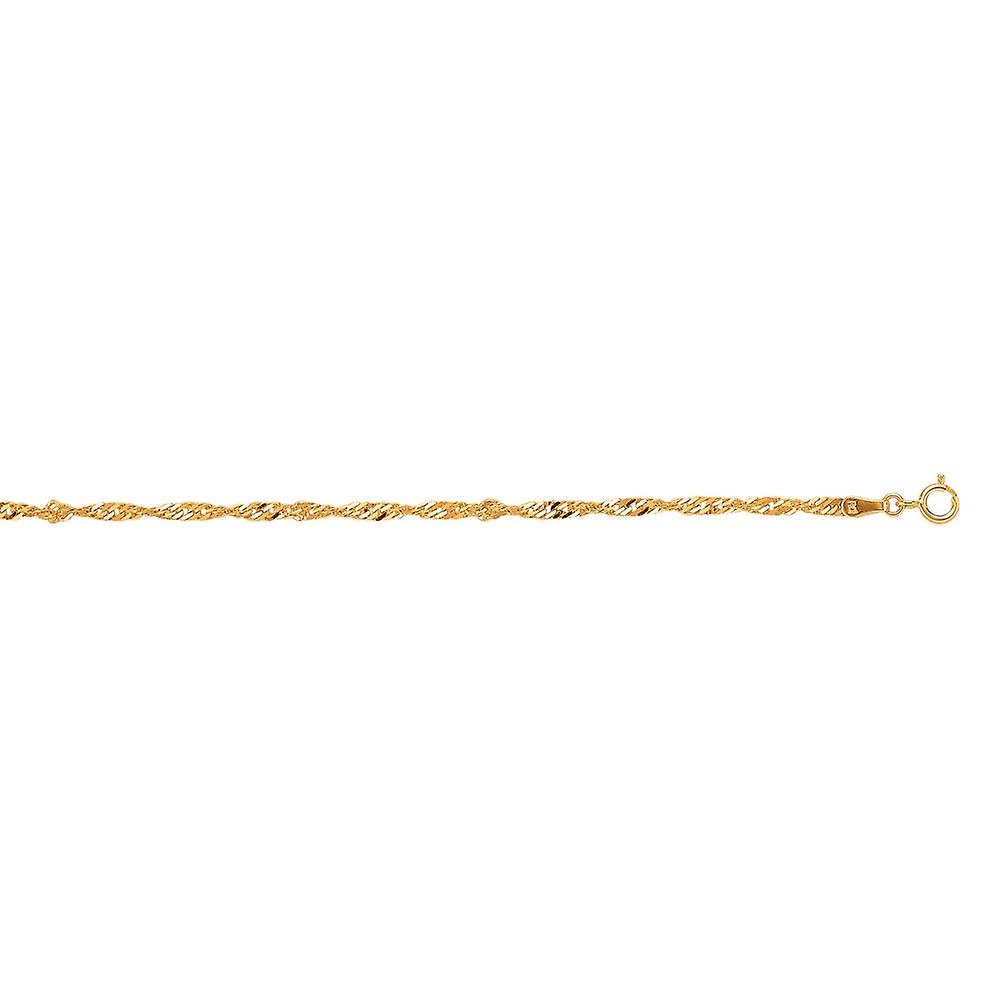 10k Yellow Gold 2.2mm Sparkle Cut-Sparkle Chain Bracelet With Spring-Ring Clasp Link-Bracelet for Women and Men - Length