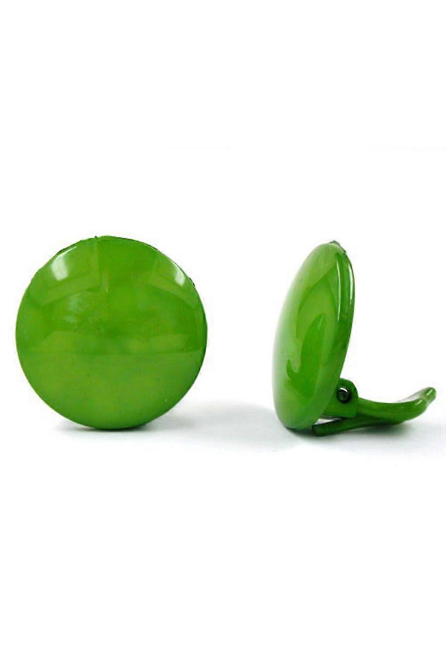Earring Clip-on Round-green Plastic - Gl01926
