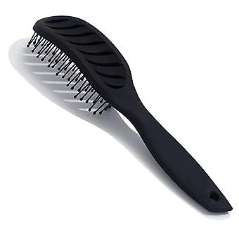 Curved Plastic Massage Hair Comb Air Cushion Rubber Paint Comb Black Flexible Paint Comb Hairdressing Tools Hairdressing Accessories~18062