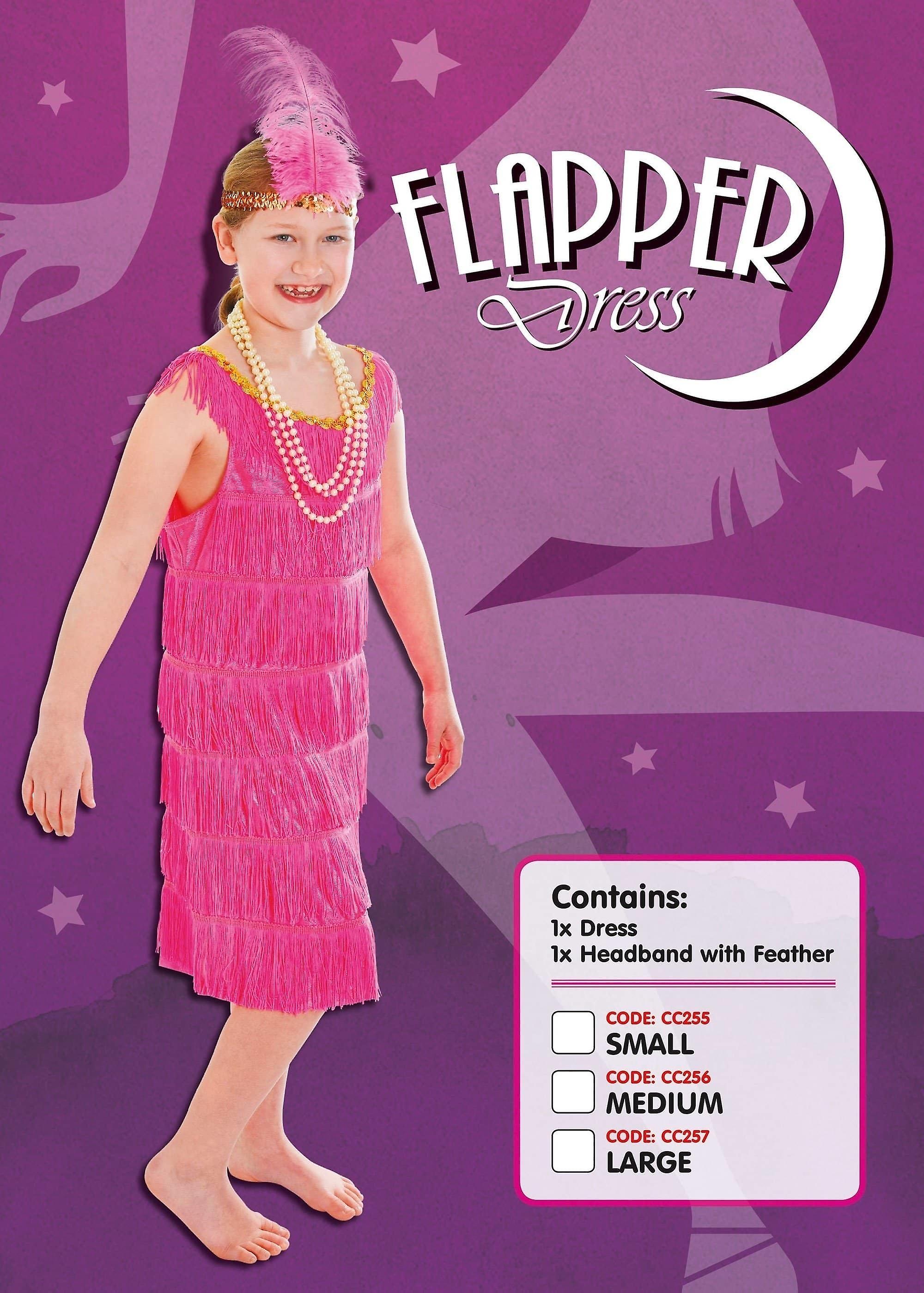 Vestido Flapper Disfraz Niño Rosa Cc257