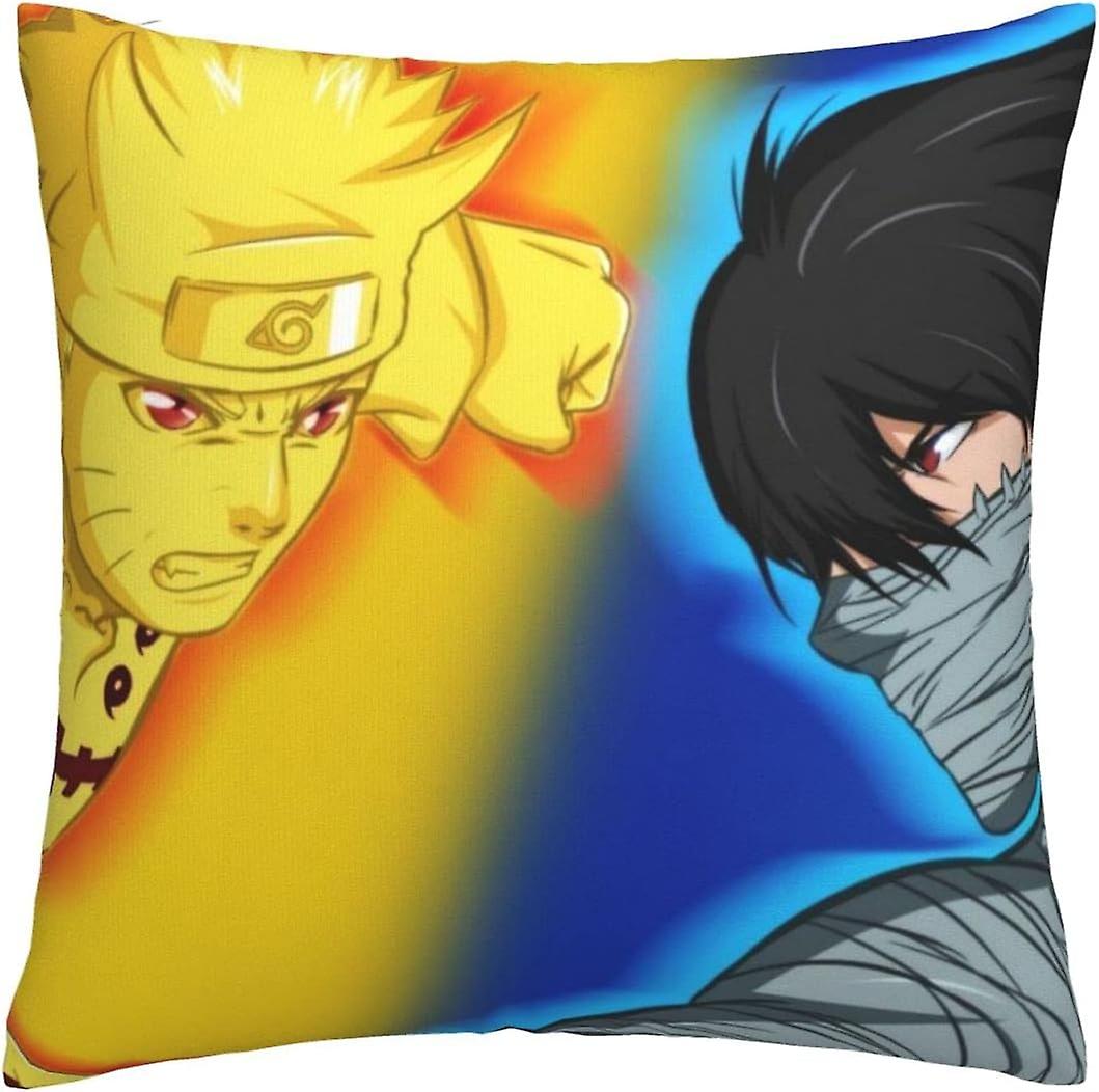 NARUTO-ナルト-クッションカバー正方形枕カバーホームベッドルームソファ車の装飾45 x 45cm、1個セット(A-249)