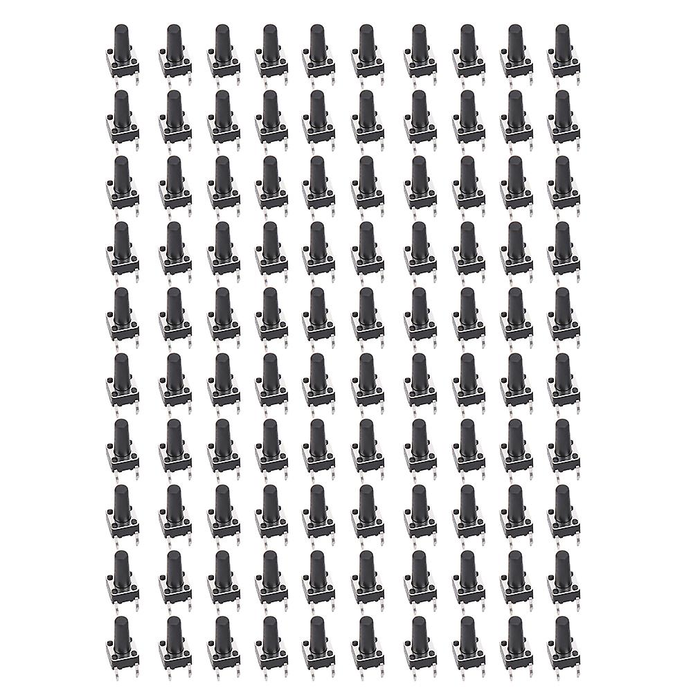 100pcs 12V DC DIP Plastic Compact Momentary Tact Switch 6 x 6 x 12mm
