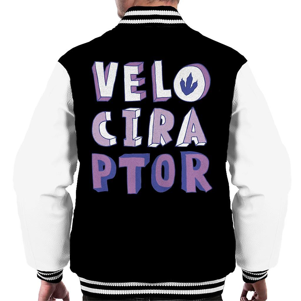 Jurassic Park Velociraptor Purple Text Men's Varsity Jacket