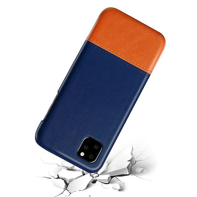 Two-Tone Leather Shell Case for Apple iPhone 7 Plus / 8Plus - Blue / Khaki