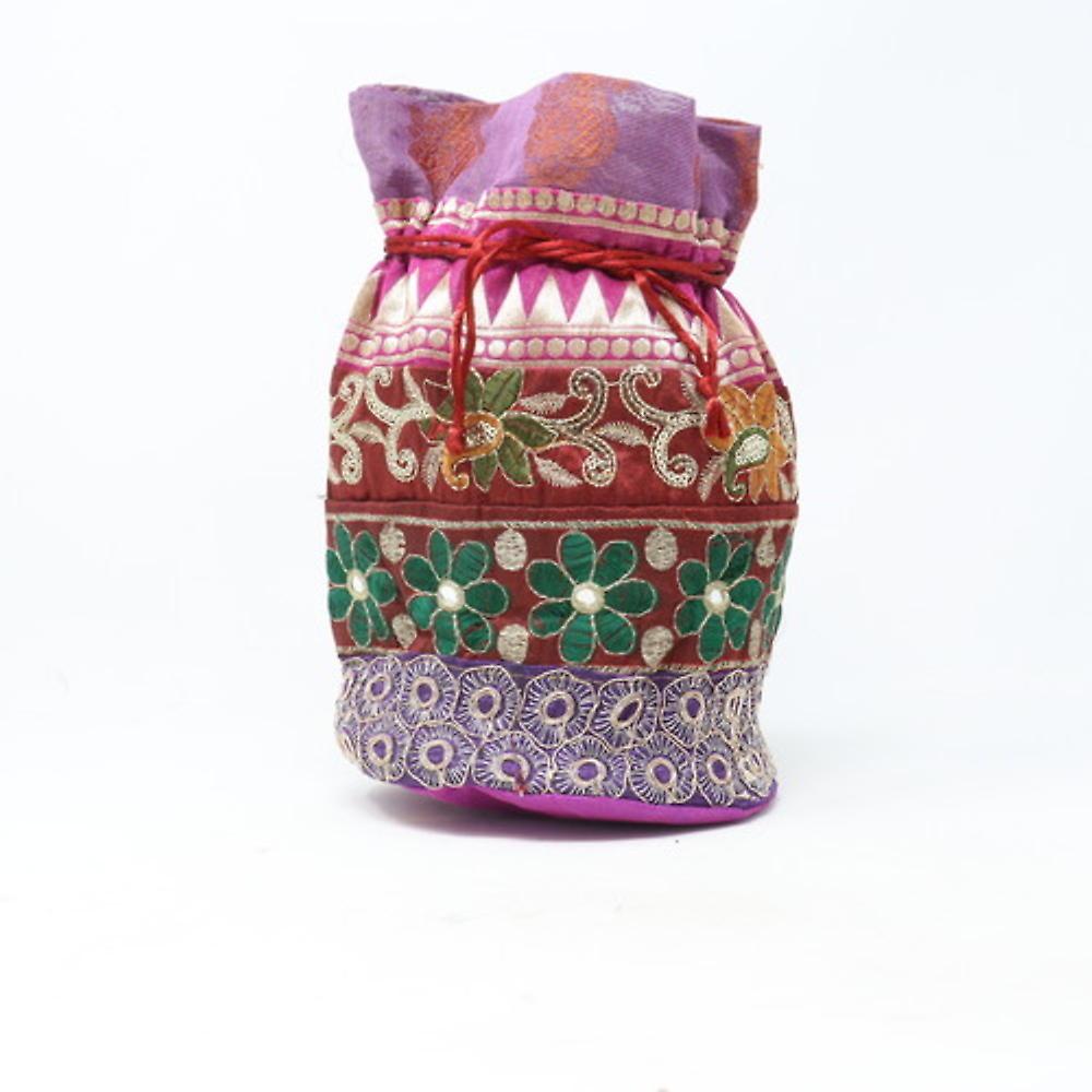 Edl Embroidered Pouch (Purple Bottom) / New