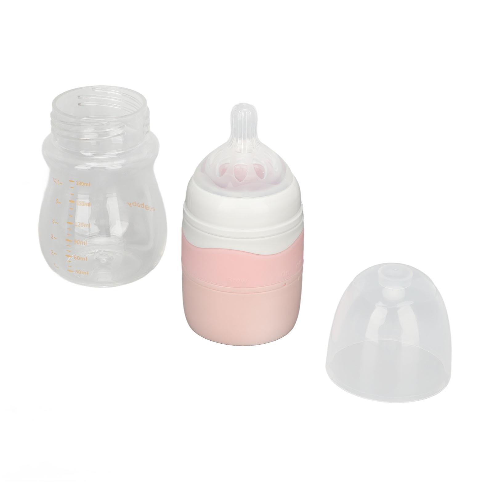 Quick Flush Baby Bottle Detachable Portable Press Rotate Quick Flush Feeding Bottle Pink 