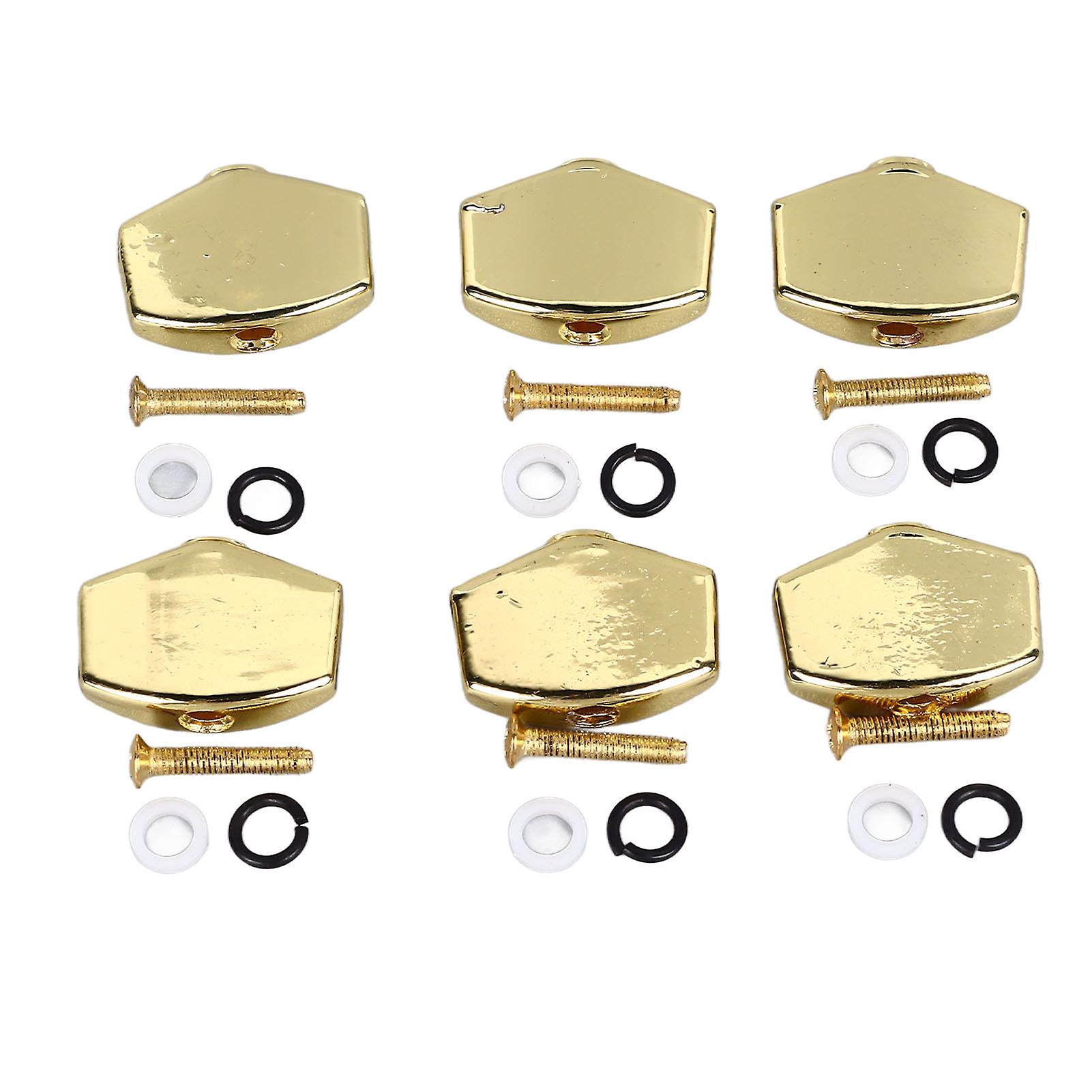 6Pcs Guitar Tuning Peg Buttons Metal Stable Universal Replacement Tuner Buttons for Acoustic Electric Guitar Gold