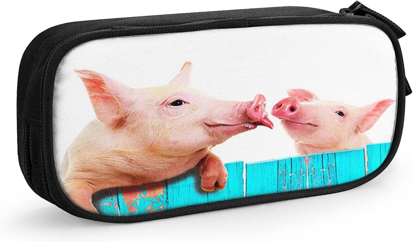 קלמר מקרה חזירים חמודים, קיבולת גדולה מחזיק עט פאוץ' גדול ציוד לבית הספר מארגן אחסון נייר מכתבים מתנה למשרד חטיבת הביניים גיר תלמידים