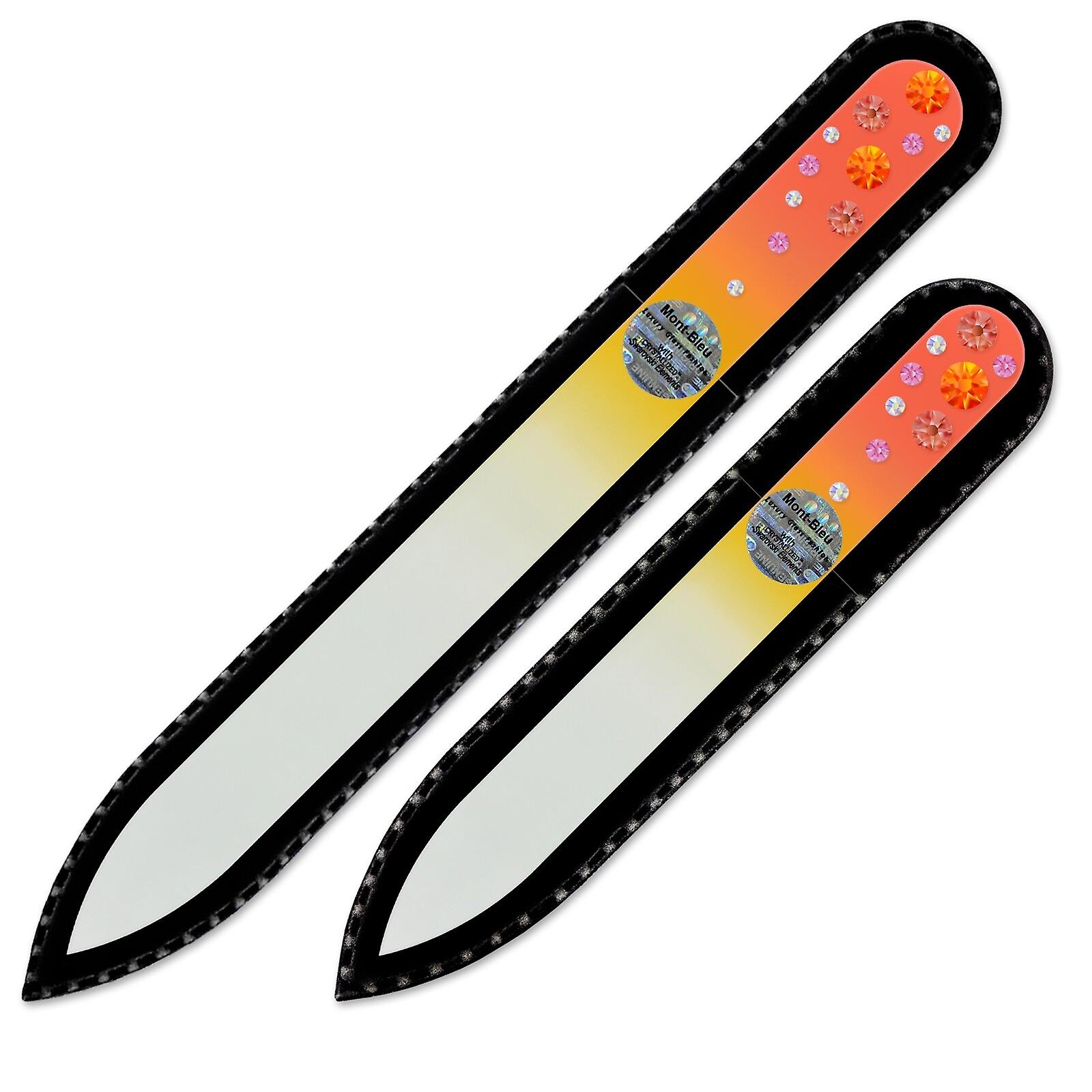 A set of 2 Colorful Crystal Nail Files with Swarovski crystals WC-MS - Fireopal - Padparadscha