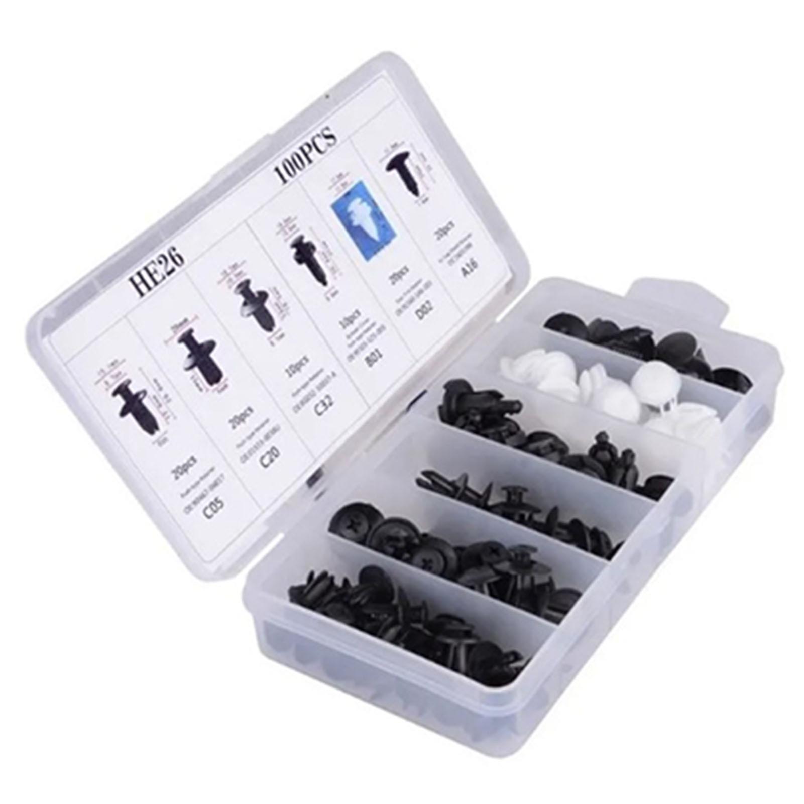 100pcs Car Body Retainer Clips Set Multiple Size Nylon Universal Push Pin Rivets Set for Automobiles