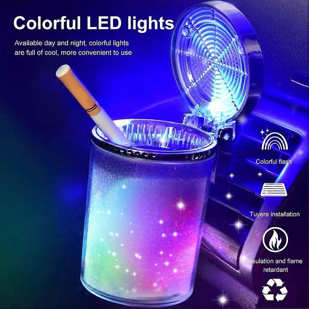 LED Light Car Ashtray Airtight Lid Multifunctional Vehicle Cup Holder Air Vent Ashtray Trash Can Car Interior Decoration ST1M932