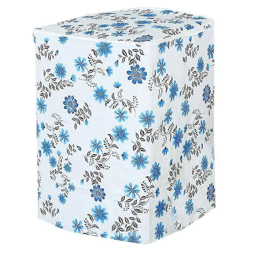 Waterproof Washing Machine Cover Flower Pattern Dust Proof Covers(blue Flowers)