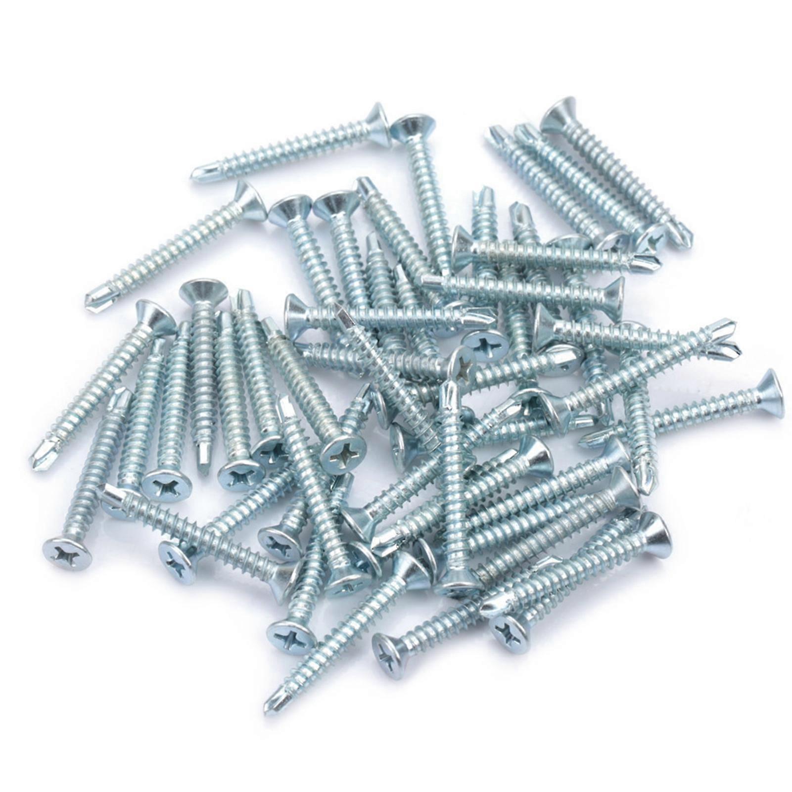 50pcs M4.2 Flat Head Self Drilling Self Tapping Screws Drilling Tail Screw Set (m4.2*32)