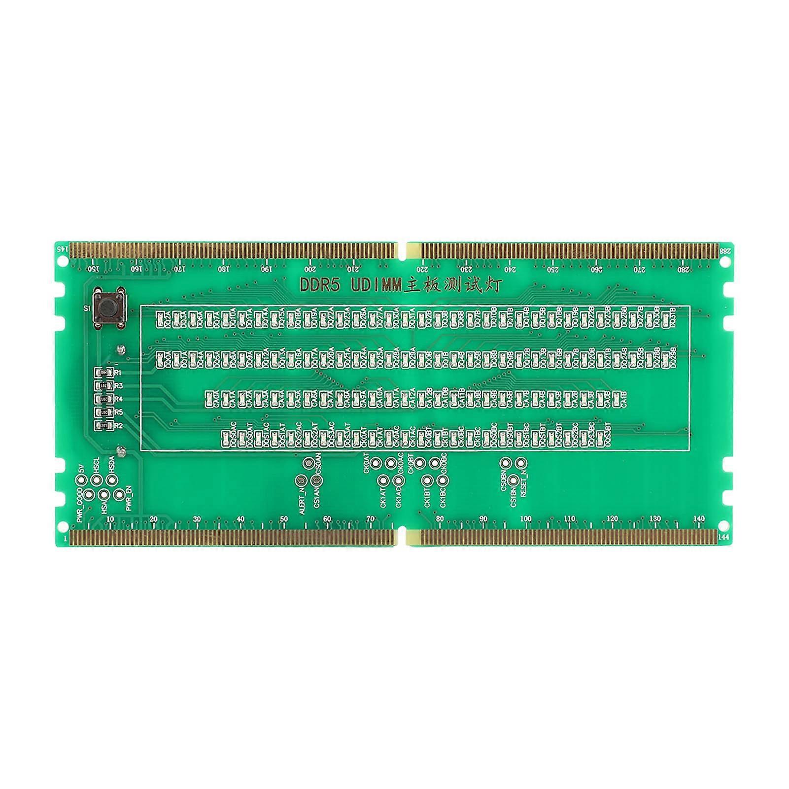 DDR5 RAM Memory Slot Tester Card with LED Lights Portable for PC Motherboard RAM Memory Maintenance Green