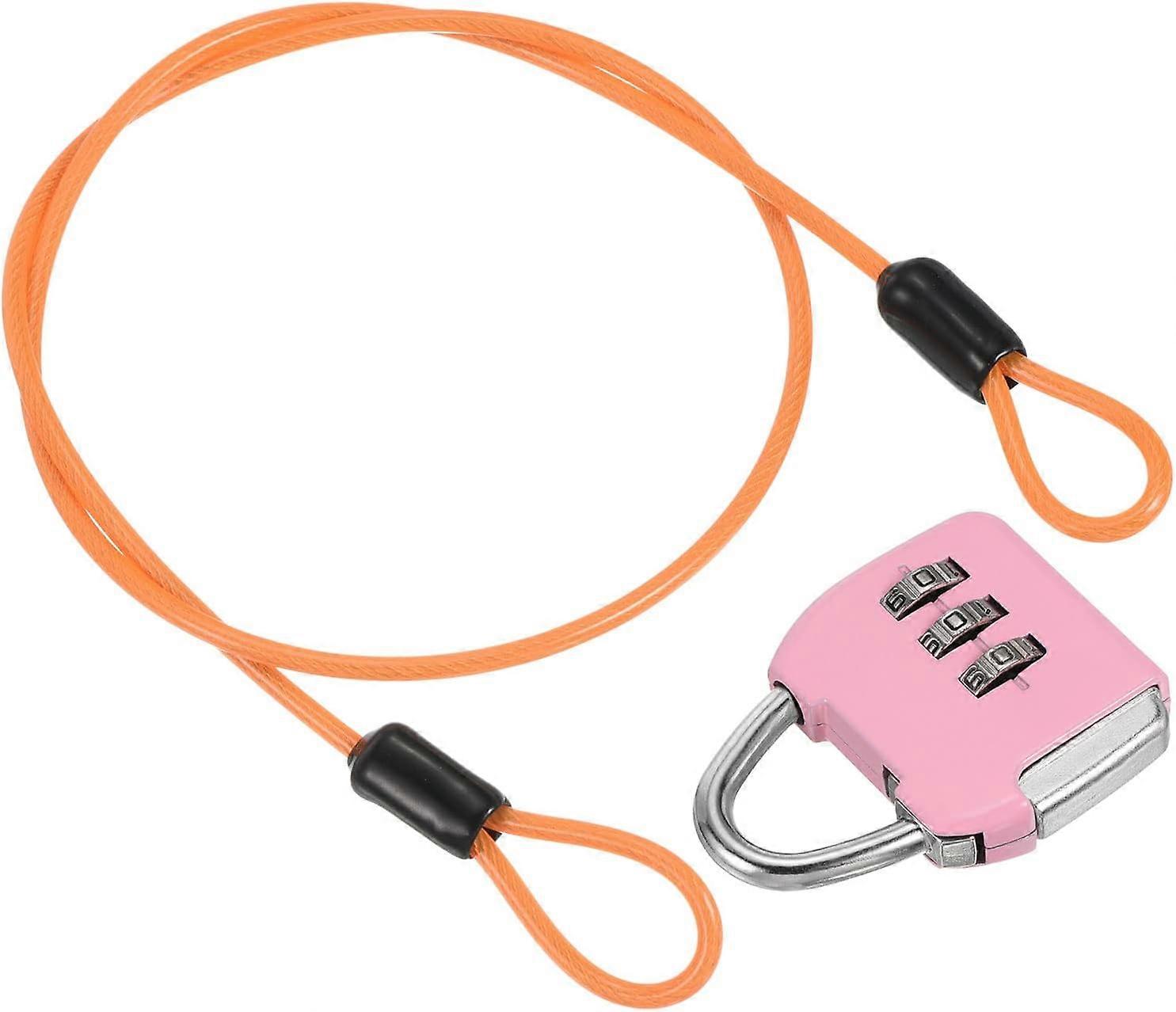 Security Steel Cable with 3 Digit Combination Lock, Travel Padlock 1.6Ft-6.5Ft Coated Safety Wire Rope Double Loop for Luggage Suitcase