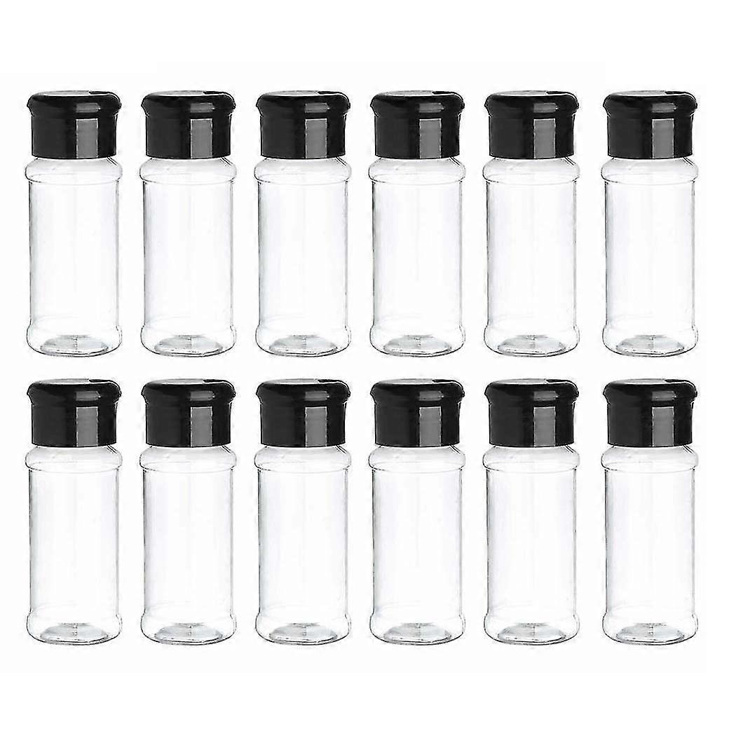 12 Pack Plastic Spice Jars With Lid, 100ml Spice Storage Container Bottle Condiment Seasoning Pepper Salt Jars