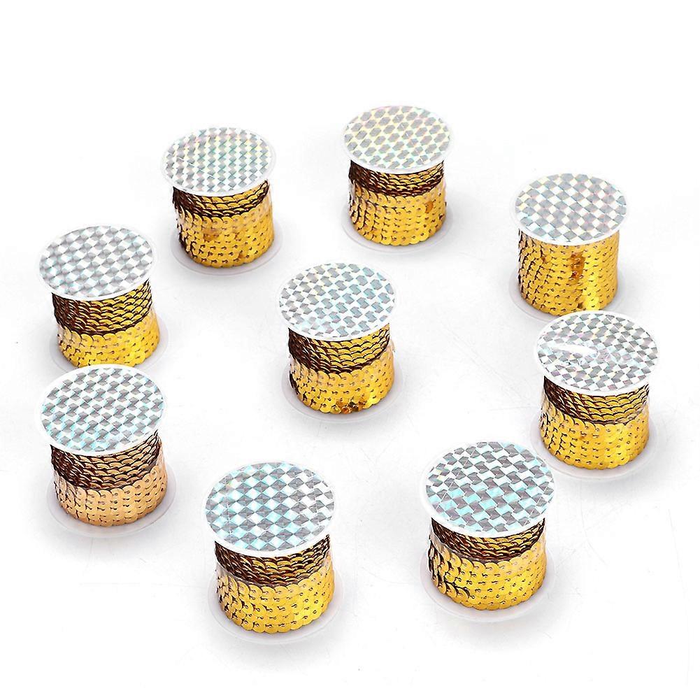 9 Rolls Sequin String 6mm Art Craft PVC Cloth Auxiliary Decorative Accessory 5Yard (Golden )