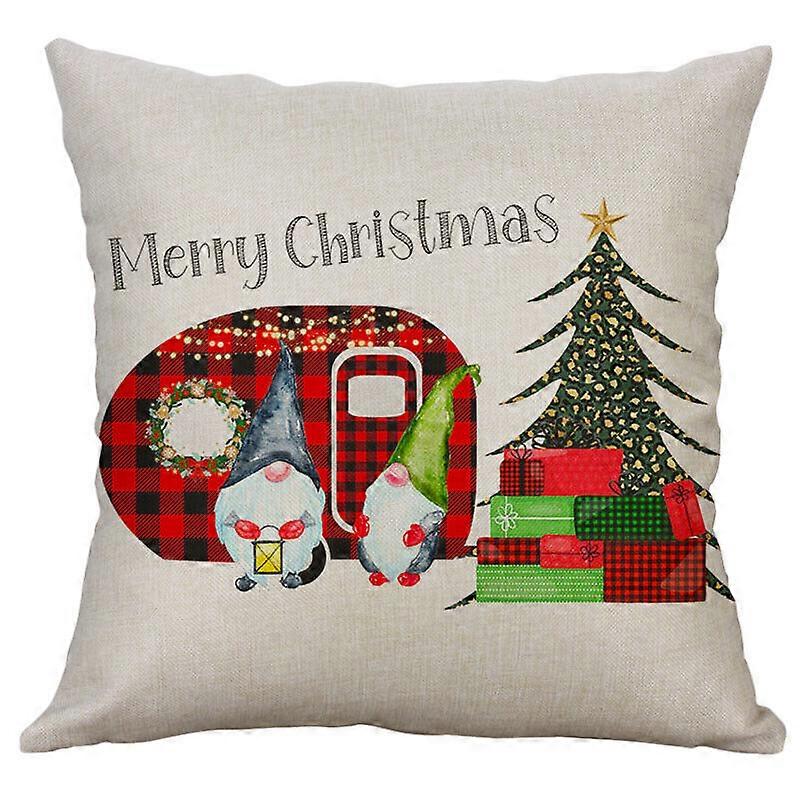 クリスマスガーランドスロー枕カバー赤格子縞トラック鹿ノームクッションカバーデザイン267jpjcjh