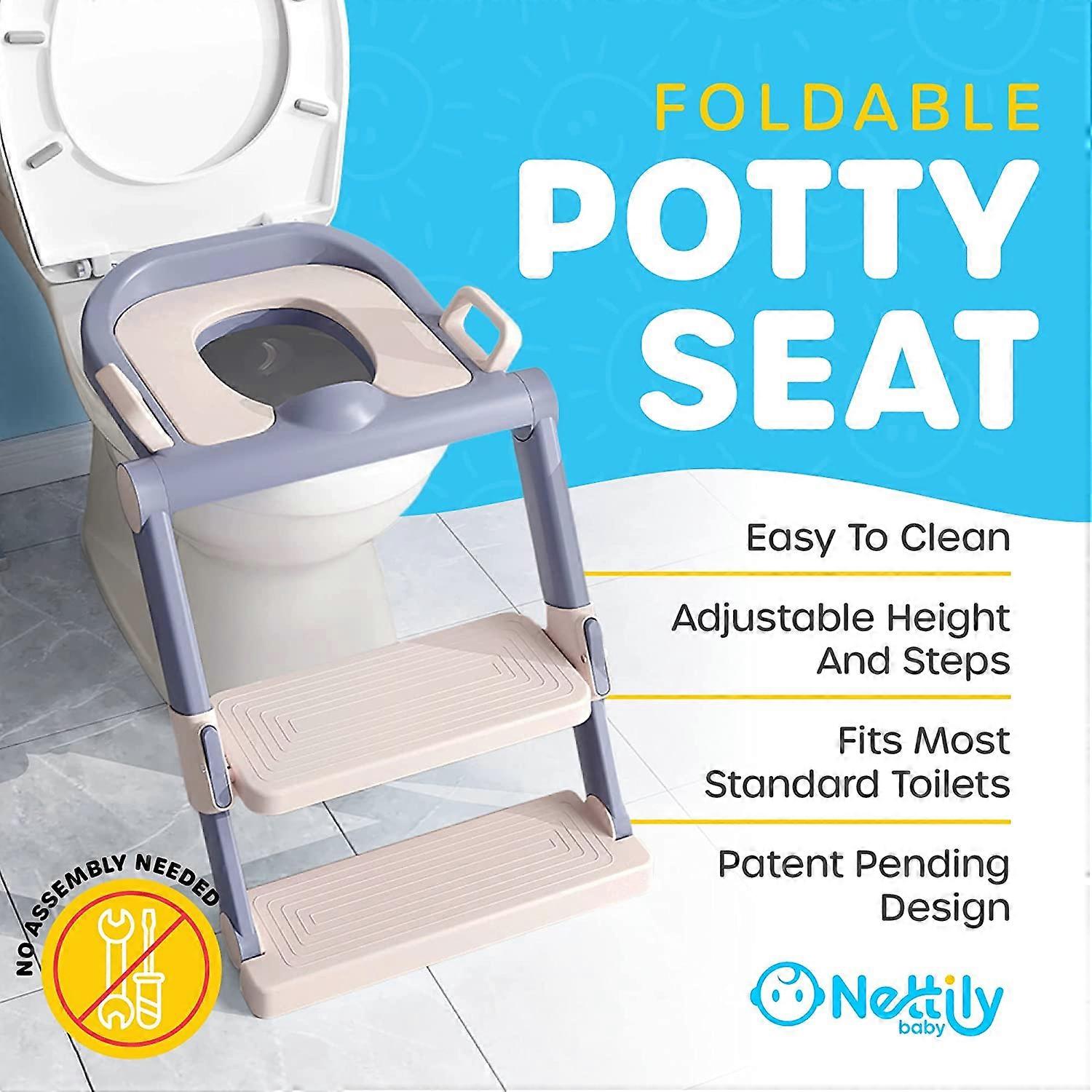 Riduttore WC Con Scaletta Per Bambini - Seggiolino Pighevole Con Antiscivolo, Bianco-verde