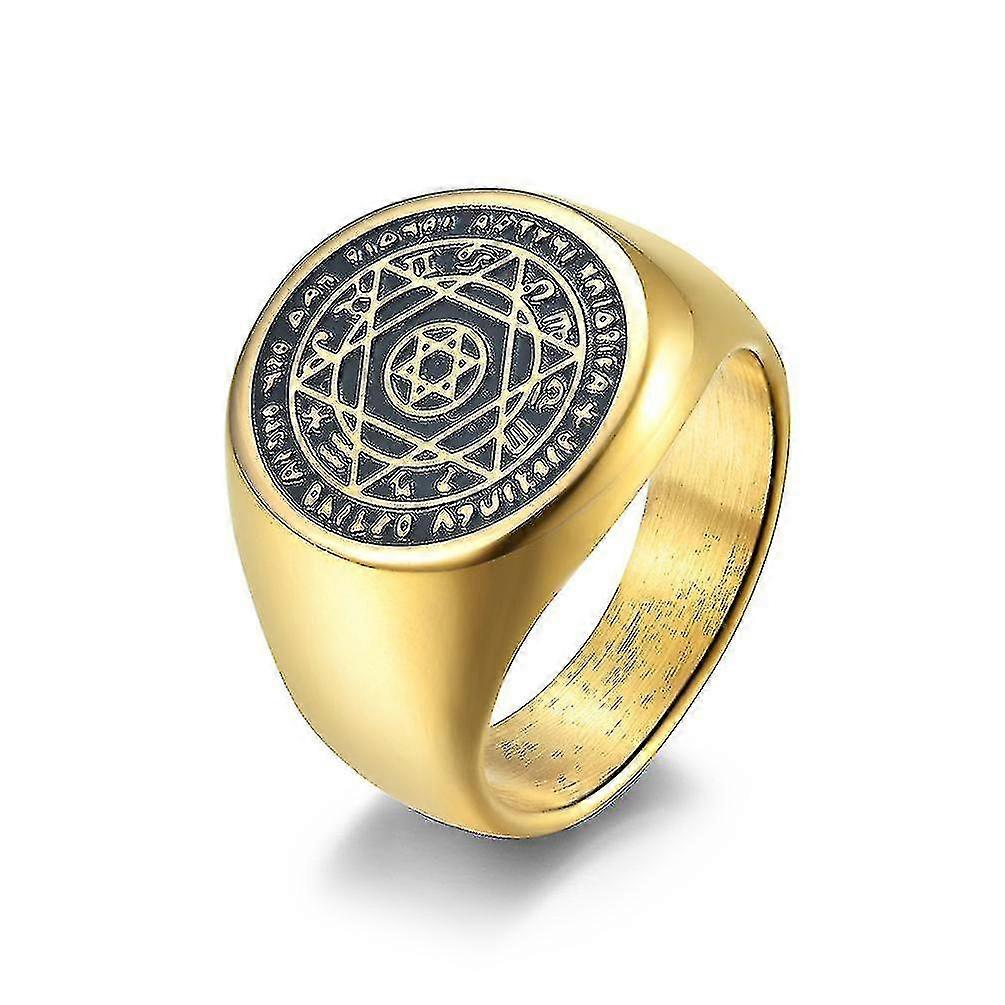 Heksagram Yedi Yüzüğün Mührü Paslanmaz Çelik Süleyman Mührü Yüzük Parmağı Şanslı Erkekler Ona Takı
