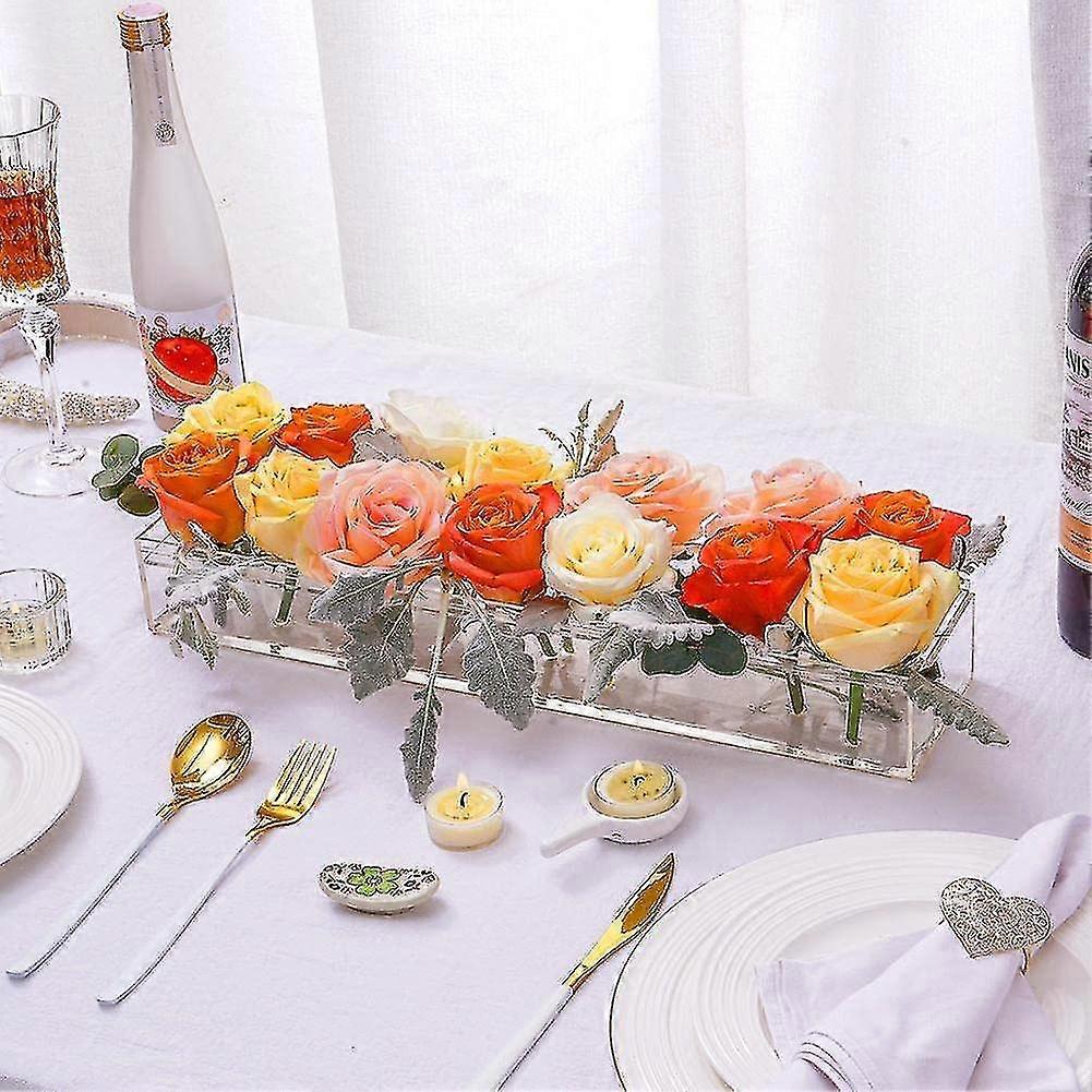 Vase Rectangulaire En Acrylique Transparent - 10x10x25cm - Parfait Pour Mariages Et Déco Maison