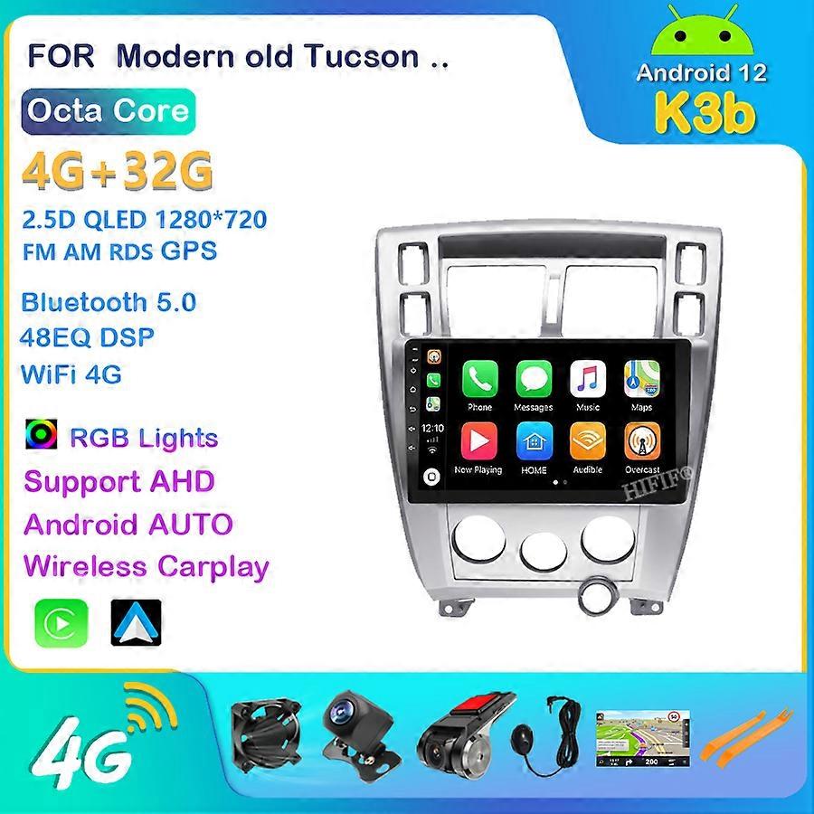 Android 12 Car Radio for Hyundai Tucson 2004-2009 Multimedia Video Player 2 Din 4G GPS Navigation Carplay DVD Head Unit