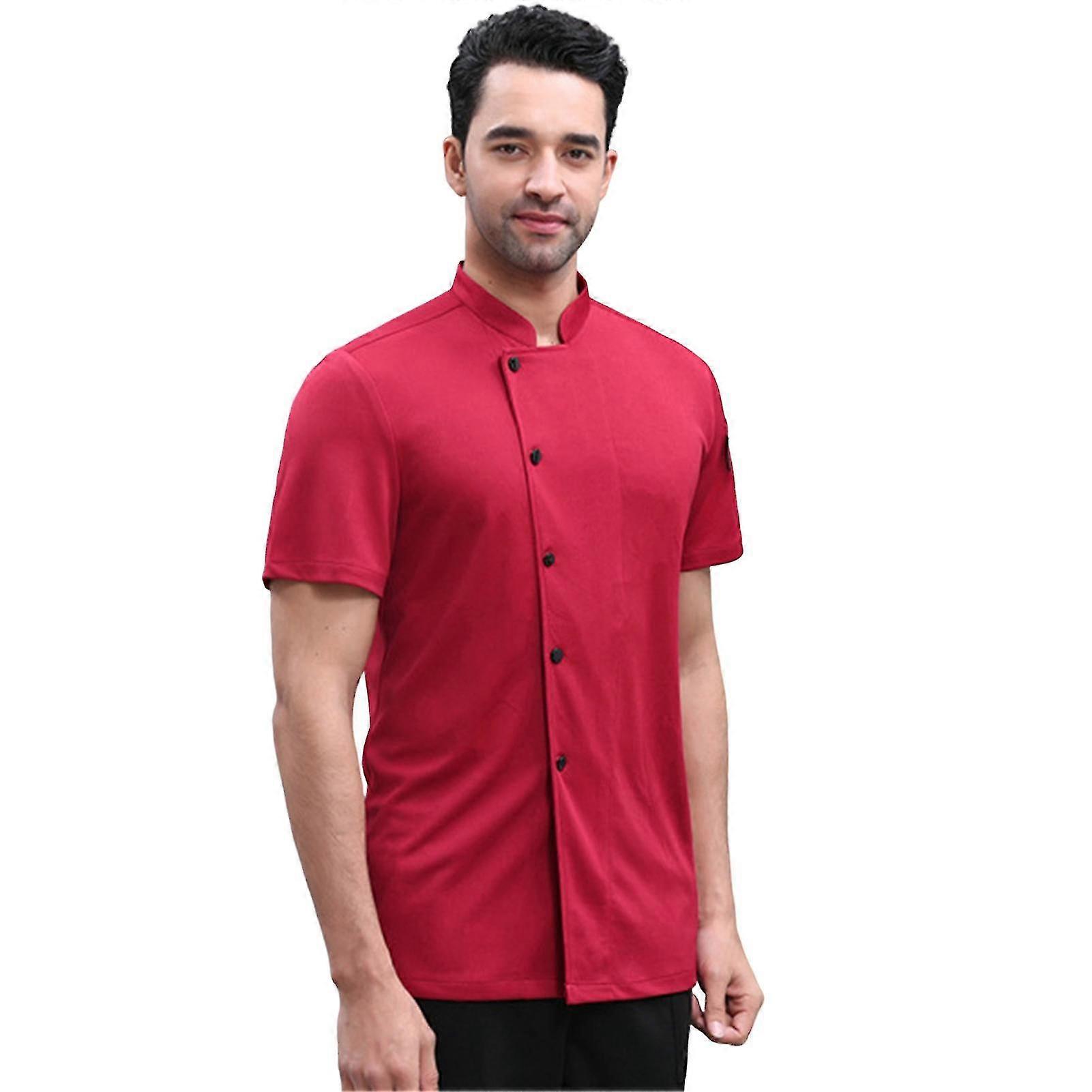 Hotel Chef Clothes Stand Collar Single Breasted Breathable Chef Shirt