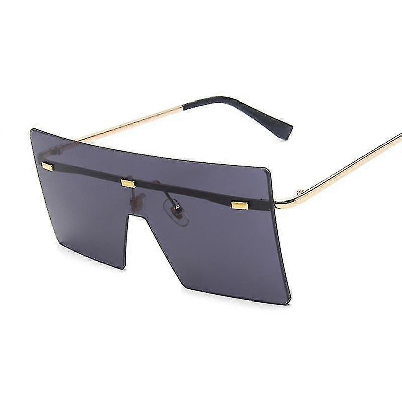 Mode Oversized Rimless Lunettes de soleil Femmes Marque de luxe Square Sun Lunettes Vintage Une pièce Grande Monture Miroir Oculos De Sol