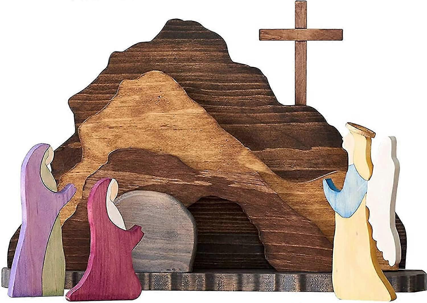 Wooden Easter Scene Decoration Small Little Easter Nativity Scene Jesus Nativity Scene Decorations