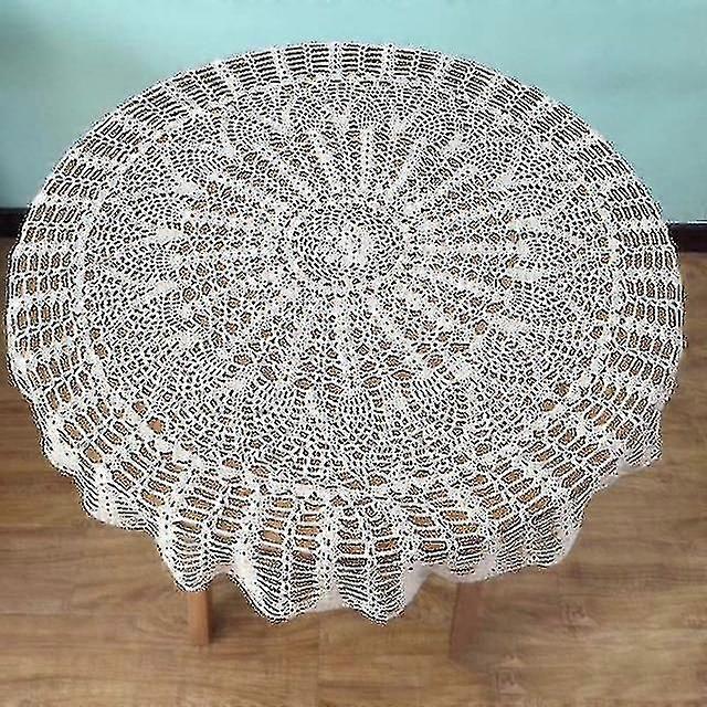 Handmade Crochet Round Tablecloth Placemat Diy (white)1pcs
