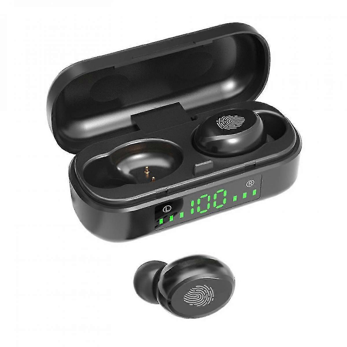Bluetooth Headset Wireless 5.0 Mini Touch Digital Display With Charging Compartment Stereo Sports Headset V8 Xq-ej620