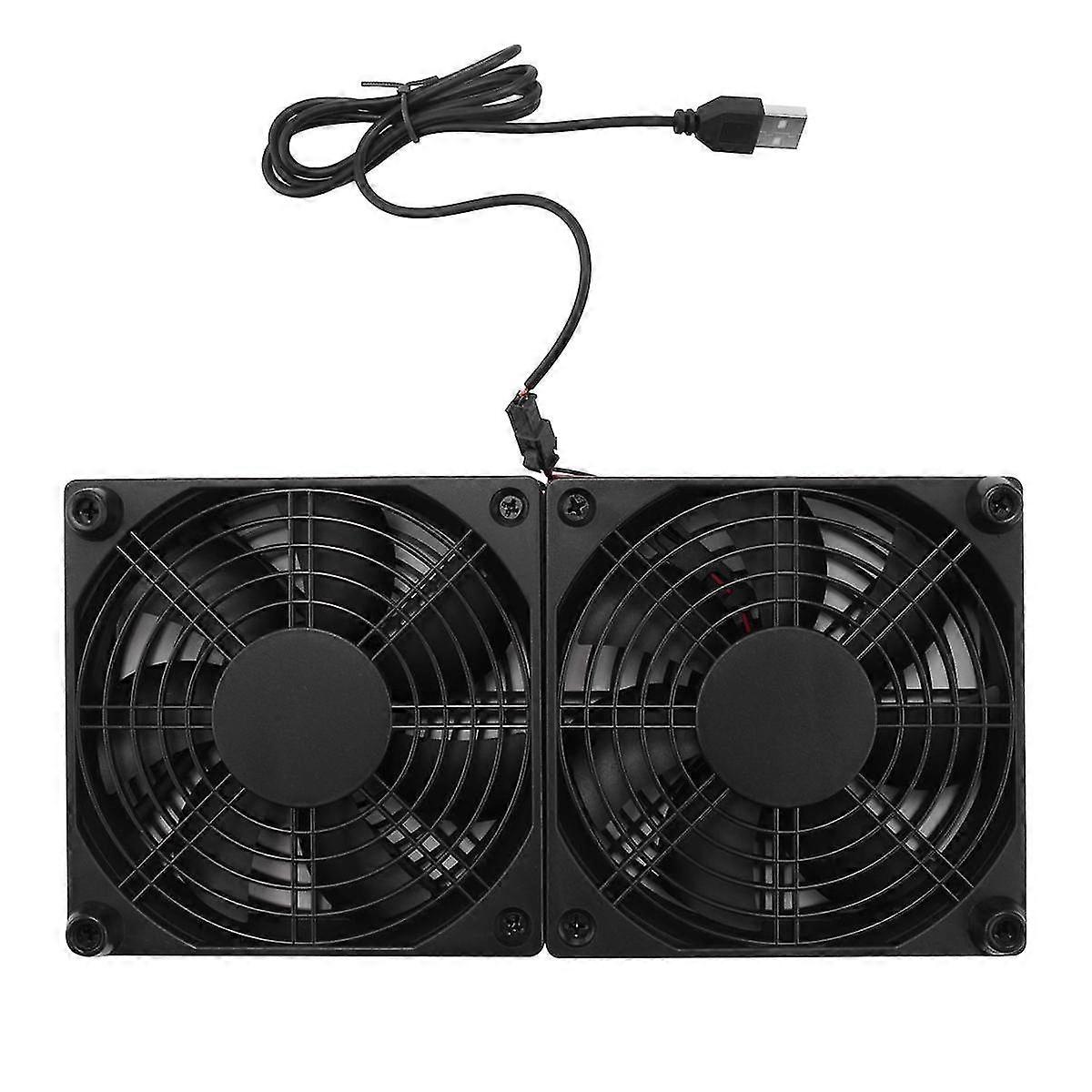 120mm 5v Usb Powered Pc Router Dual Fans With Speed Controller High Cooling Fan For Router Modem Re
