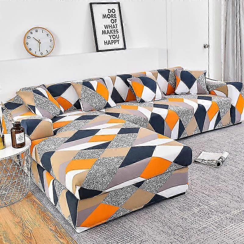 Qian Elastik Kanepe Örtüsü Oturma Odası Kanepe Örtüsü Geometrik Kanepe Örtüsü Evcil Hayvan Köşesi L-şekilli Şezlong Kılıfı 1 Parça - Stil 12