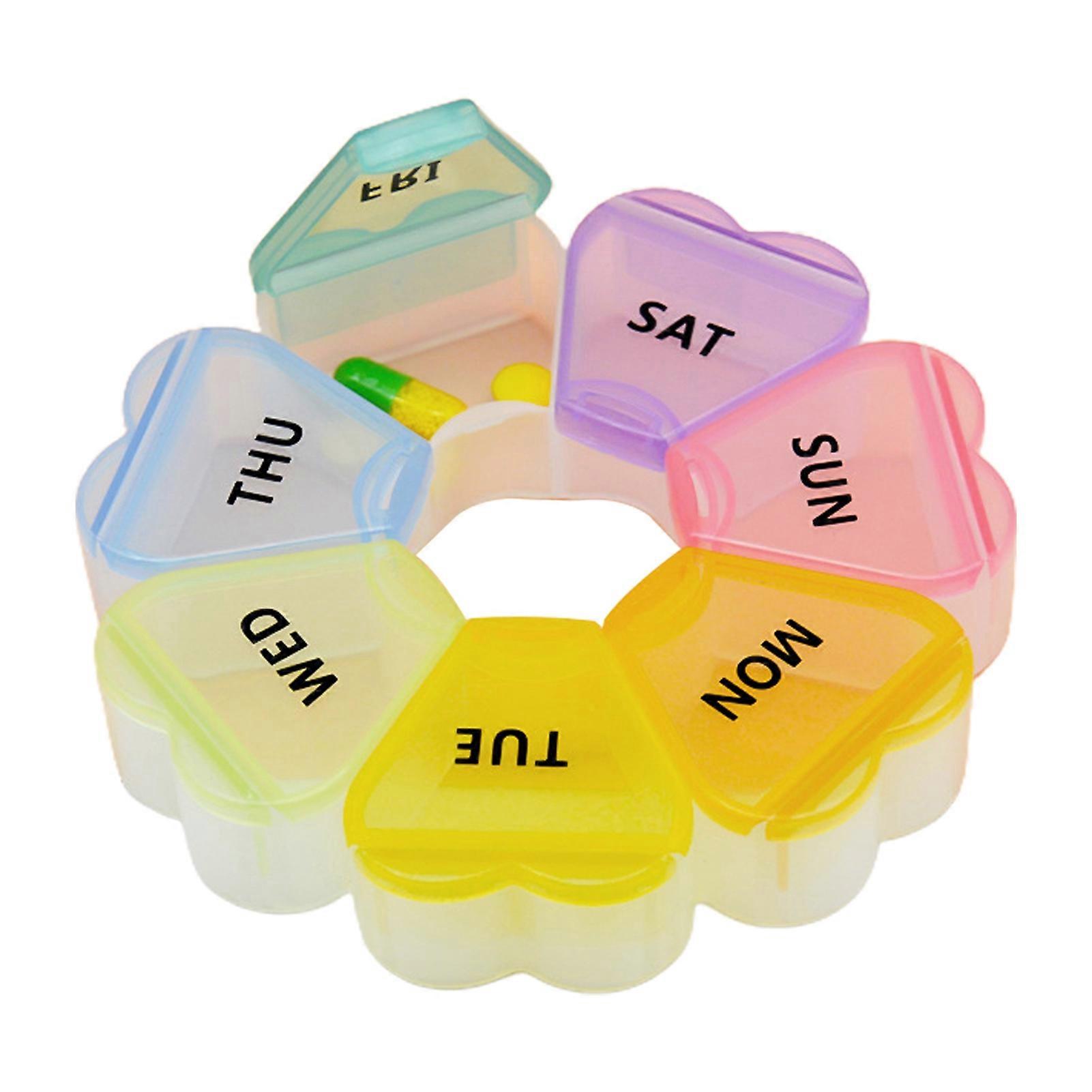 Pill Container Dust-proof Sealed Well Portable Weekly Tablet Vitamin Pill Box for Travel KAESI