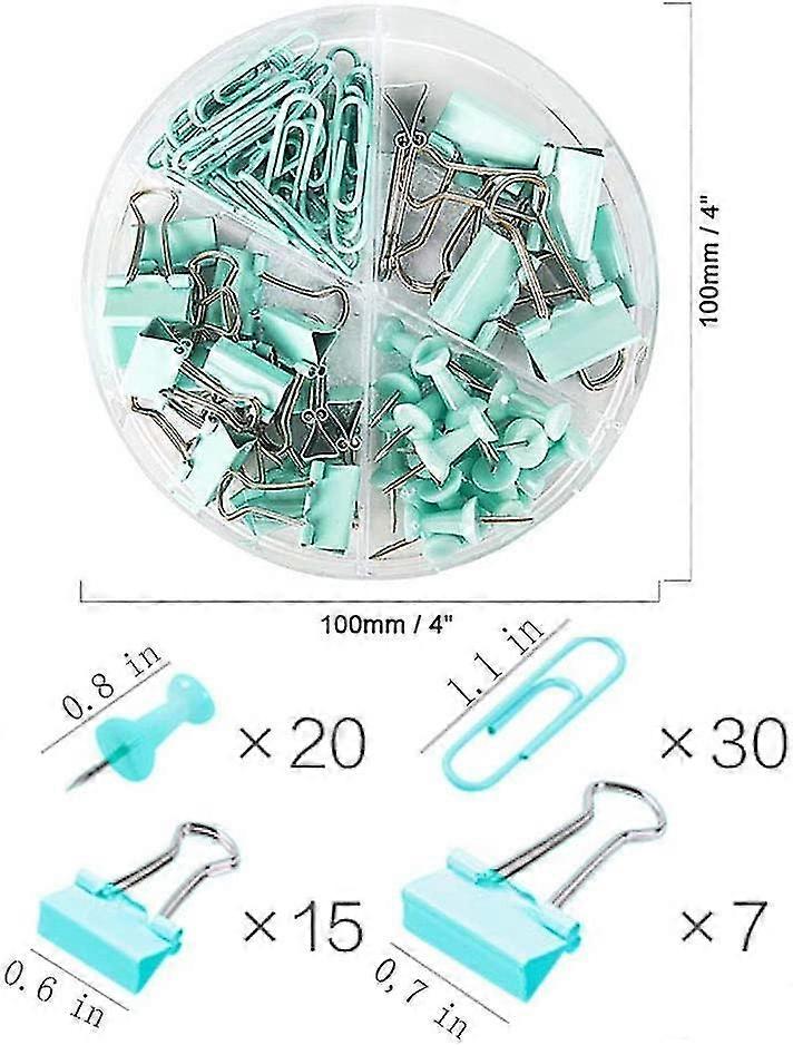 Paper Clips And Binder Clips Push Pins Set And Holder, Non-skid Map Tacks Thumbtacks Clips Kits With Container For Office School Home Desk Supplies