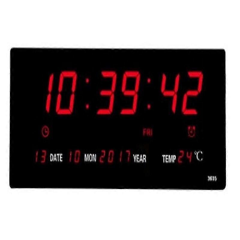 Livingroom 6 Digits Led Calendar Wall Clock Eu Plug