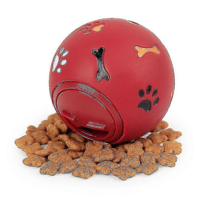 Dog Rubber Ball Feeder, Pet Teeth Training Interactive Play Ball, 7.5cm Diameter (red)