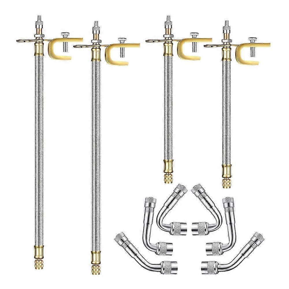 10ピースステンレススチールバルブステムエクステンション、4ピースデュアルタイヤバルブエクステンション6ピースバルブE