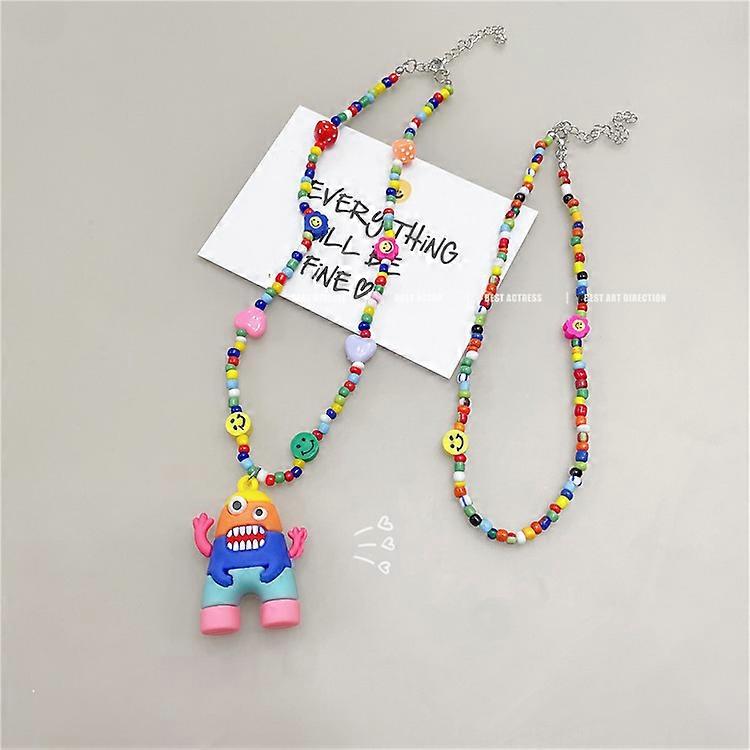 Handmade Colored Beaded Smiley Necklaces