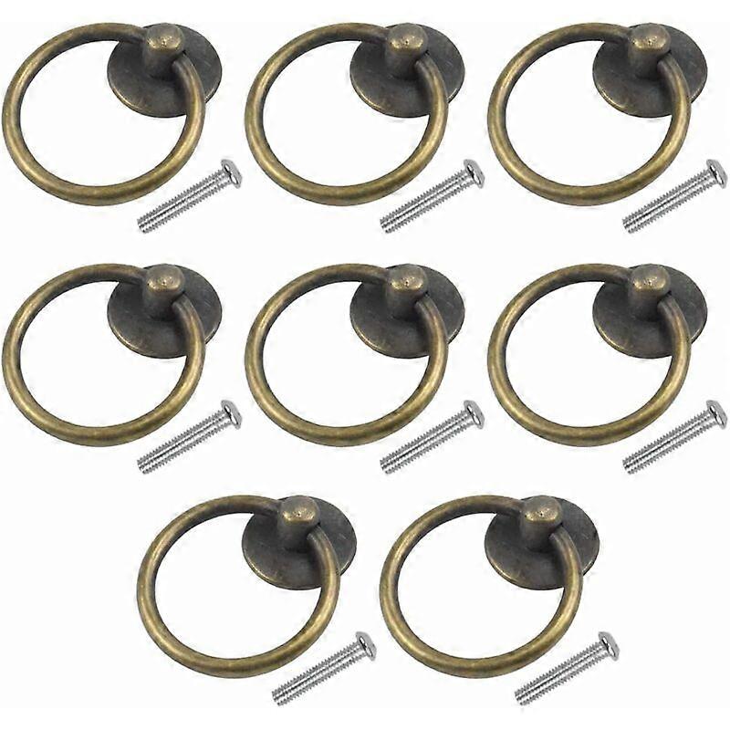 8 Pcs Vintage Door Knob Round Furniture Handle Classic Cabinet Handle Drawer Ring Pull Handle Antique Pull Handles Furniture Knob for Kitchen Wardrobe
