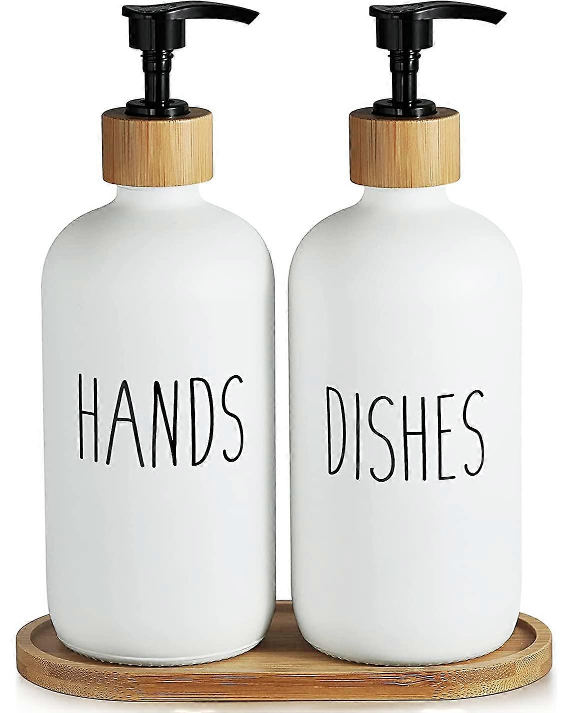 Glass håndsåpedispenser sett for bad (WhiteWhite)