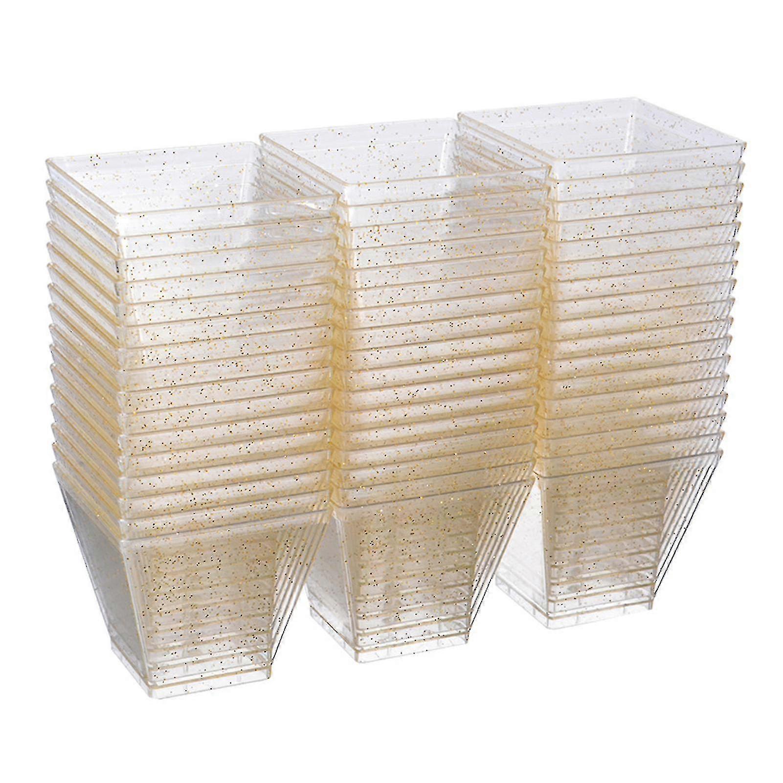 50pcs Dessert Cups Stackable Disposable Ps Plastic Transparent Square Dessert Cups For Party