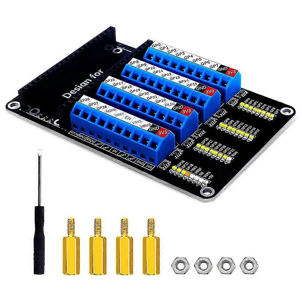 Screw Terminal Expansion Board,Screw Terminal Block Breakout Module Board with LED for Pico