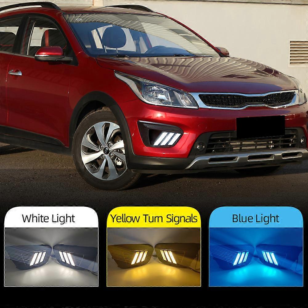 CSCSNL 1 Pair LED Daytime Running Light For Kia Rio X-line 2018 2019 Car Accessories Waterproof 12V DRL Fog Lamp Decoration
