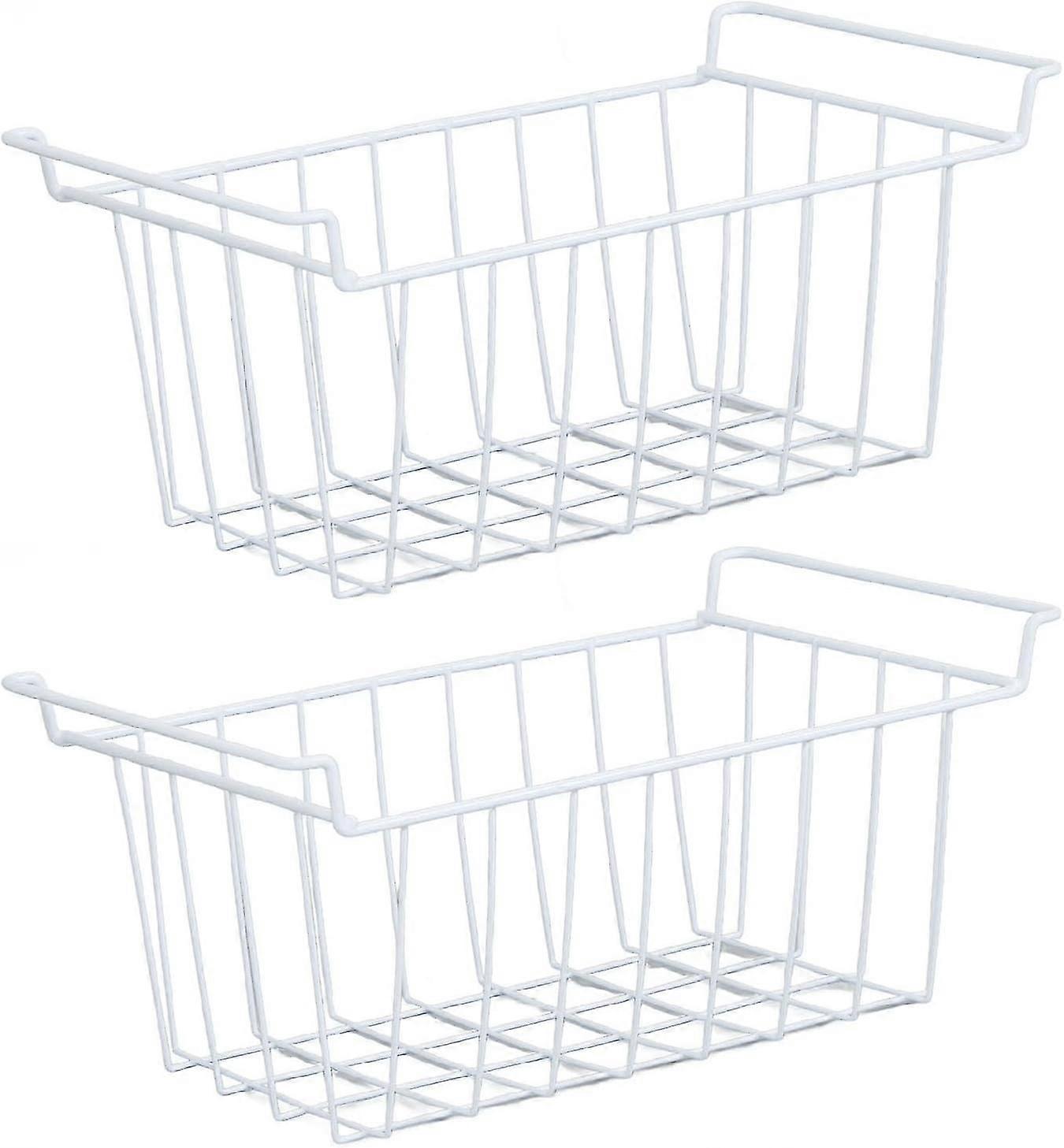 2 قطعة الفريزر سلك تخزين سلة منظم بن شنقا رف معدني مع طلاء PE للمطبخ المنزلي (الطول 42.5 سم × العرض 24.5 سم × الارتفاع 20 سم)