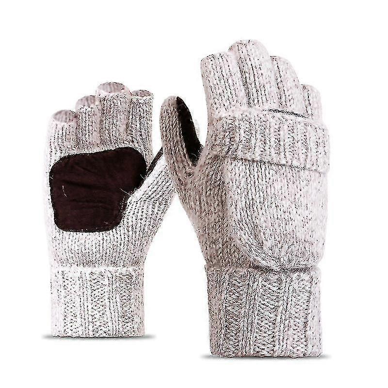 Erkekler Kadınlar İçin Kış Örgü Parmaksız EldivenLer Cabrio Mittens Flap Kapağı
