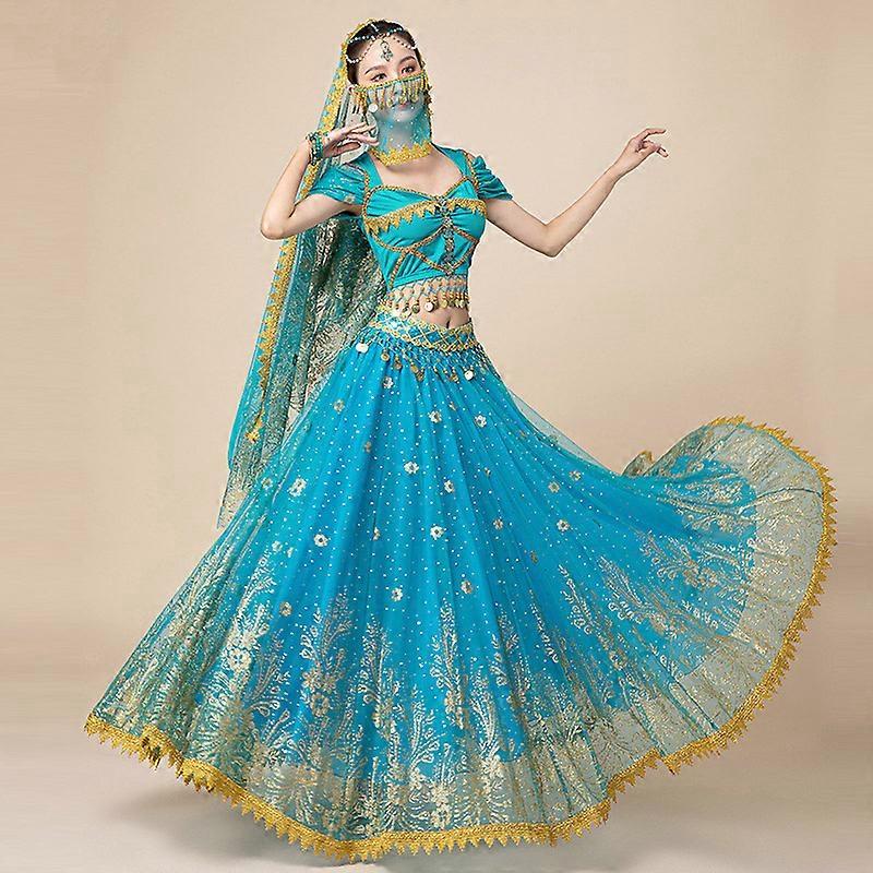Belly Dance Princess Jasmine And Aladdin Costume Adult Princess Jasmine  Costume, Gold Lace, Chiffon Fabric