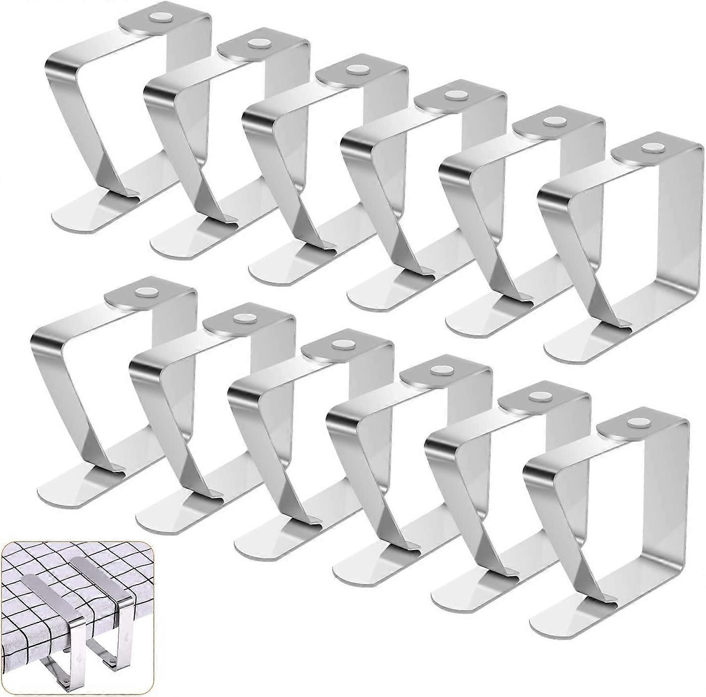 Stainless Steel Tablecloth Clips, 12 Pieces Tablecloth Clips, Adjustable Outdoor Tablecloth Clips, Garden Tablecloth Clips for Kitchen Office Restaura