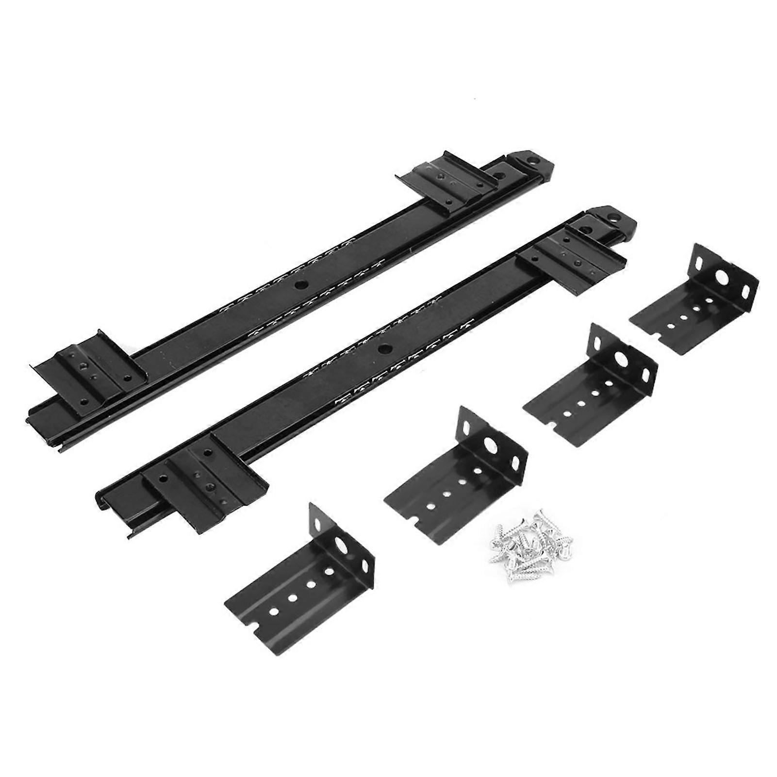 2Pcs Thickened Cold Rolled Steel Computer Desk Keyboard Slide Rail Bracket(black)